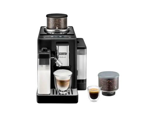 DE LONGHI Rivelia EXAM440.55.B Kaffeevollautomat (Schwarz, Kegelmahlwerk, 19 bar, externer Milchbehälter)