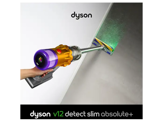 DYSON V12 Detect Slim Absolute kabelloser Staubsauger (Gelb/Nickel, 350 ml, 60 min Akkulaufzeit)