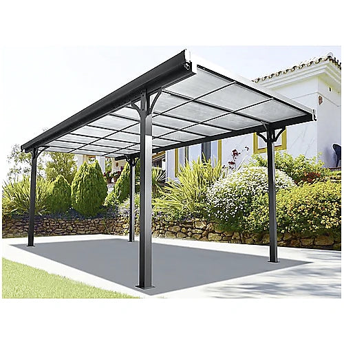 Floraworld Flachdach-Einzelcarport Aluminium Anthrazit 300 cm x 496 cm