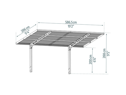 Palram - Canopia Carport Sydney Wave 587 cm x 286 cm Schwarz