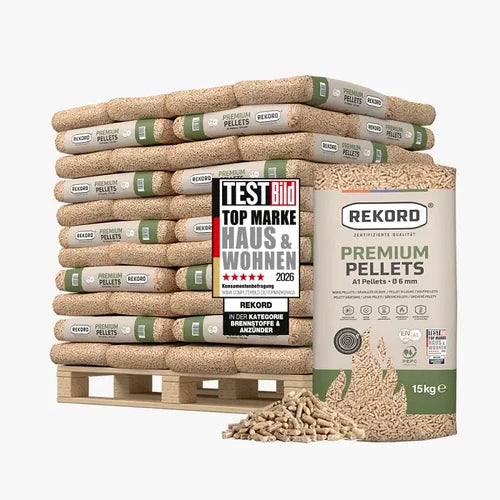 Premium Holzpellets 6 mm – Sackware auf 975 kg Palette (65 Säcke)