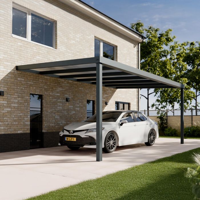 Pratt & Söhne Modern Carport Klar Polycarbonat 16 mm 6 x 3,5 m