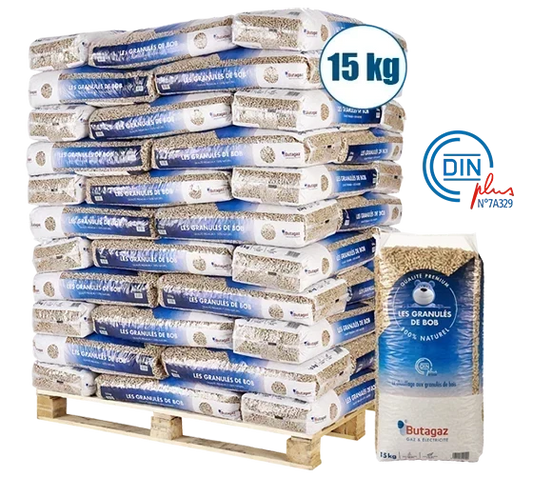 Butagaz Premium Holzpellets | 990 kg Palette (66 x 15 kg Säcke) für Heizung & Pelletofen