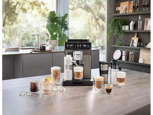 DE LONGHI Eletta Explore Cold Brew ECAM450.86.T Kaffeevollautomat (Titan, Kegelmahlwerk, 19 bar, externer Milchbehälter)