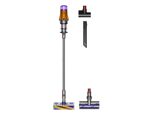 DYSON V12 Detect Slim Absolute kabelloser Staubsauger (Gelb/Nickel, 350 ml, 60 min Akkulaufzeit)