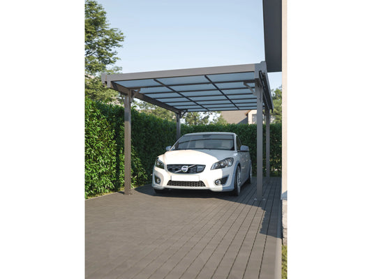 Floraworld Flachdach-Einzelcarport Aluminium Anthrazit 300 cm x 496 cm