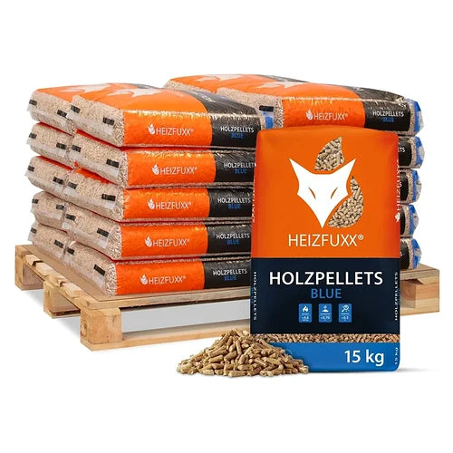 Heizfuxx® Blue Holzpellets – Weichholz, ENplus® A1, 15 kg x 20 Säcke (300 kg Palette)
