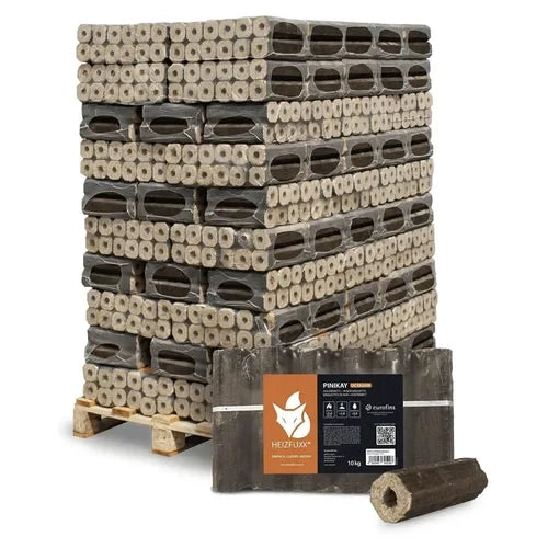 Heizfuxx PiniKay Octagon Holzbriketts aus Hartholz – 10 kg im Gebinde, 96 Gebinde (960 kg Palette)