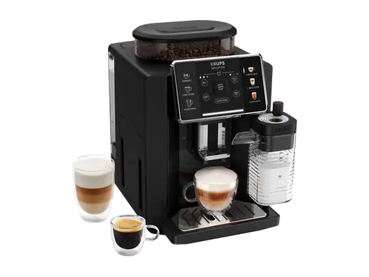 KRUPS Sensation Milk EA9128D Kaffeevollautomat (Schwarz, Kegelmahlwerk, 15 bar, externer Milchbehälter)