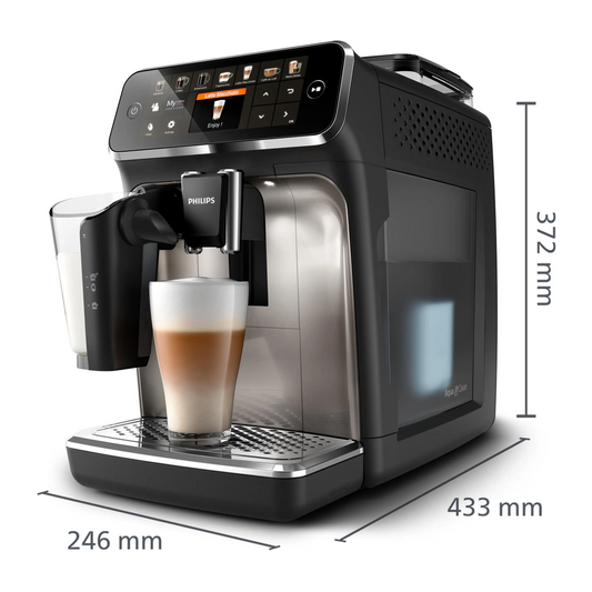 PHILIPS Serie 5400 LatteGo Plus EP5447/90 Kaffeevollautomat (Schwarz, Chrom, Scheibenmahlwerk aus Keramik, 15 bar, integrierter Milchbehälter)