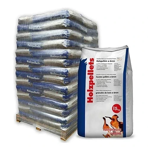 Premium Holzpellets 6mm | 1050 kg Volle Palette (70 x 15 kg Säcke) für Pelletofen